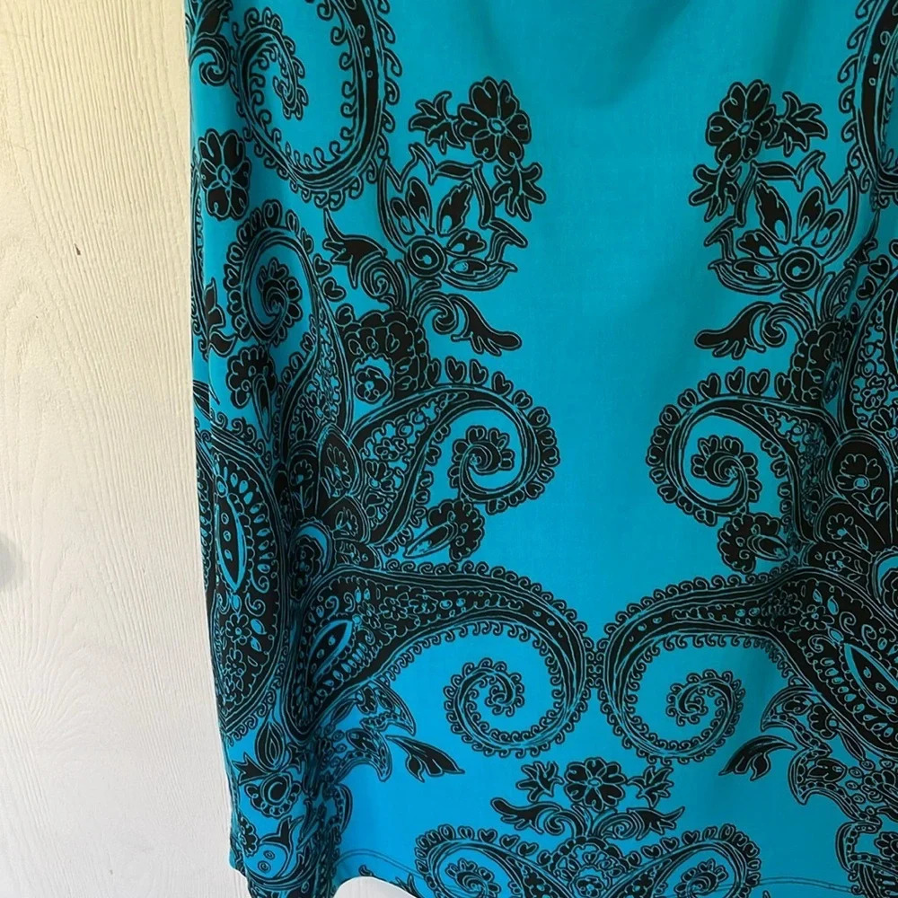 Studio by London Times blue and black patterned midi dress keyhole back size 10 - Picture 4 of 5